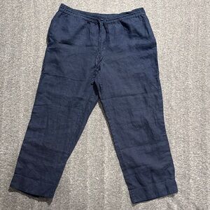 Jones New York Sport Navy Women Large Petite Adjustable Linen Pants